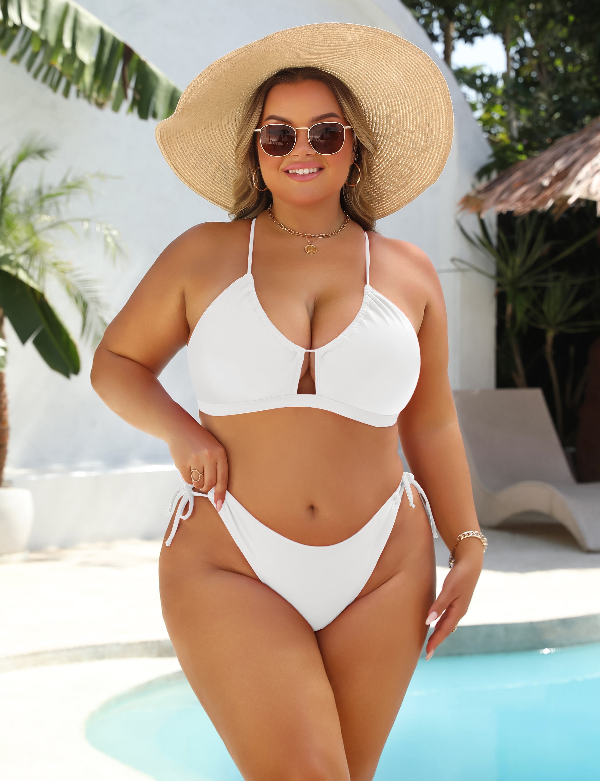 String Side Tie Bottom Women Cheeky Sexy Bikini Sets Swimsuit