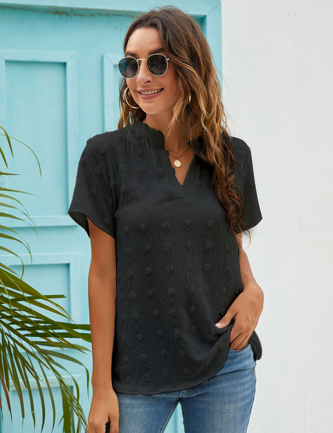 Summer Casual Polka Dots Chiffon Blouse