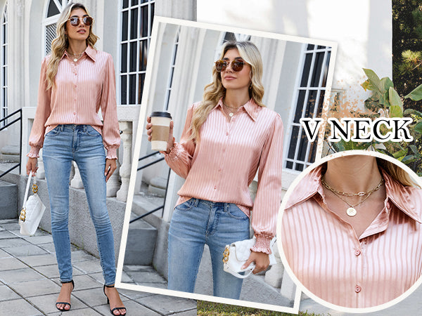 Business Outfits Button Down Long Sleeved Blouse