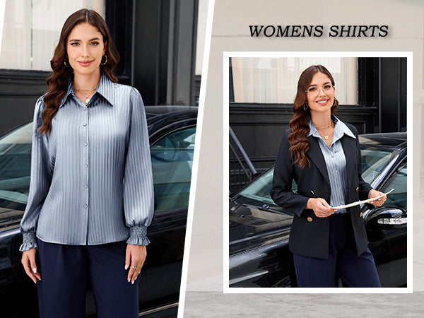 Business Outfits Button Down Long Sleeved Blouse