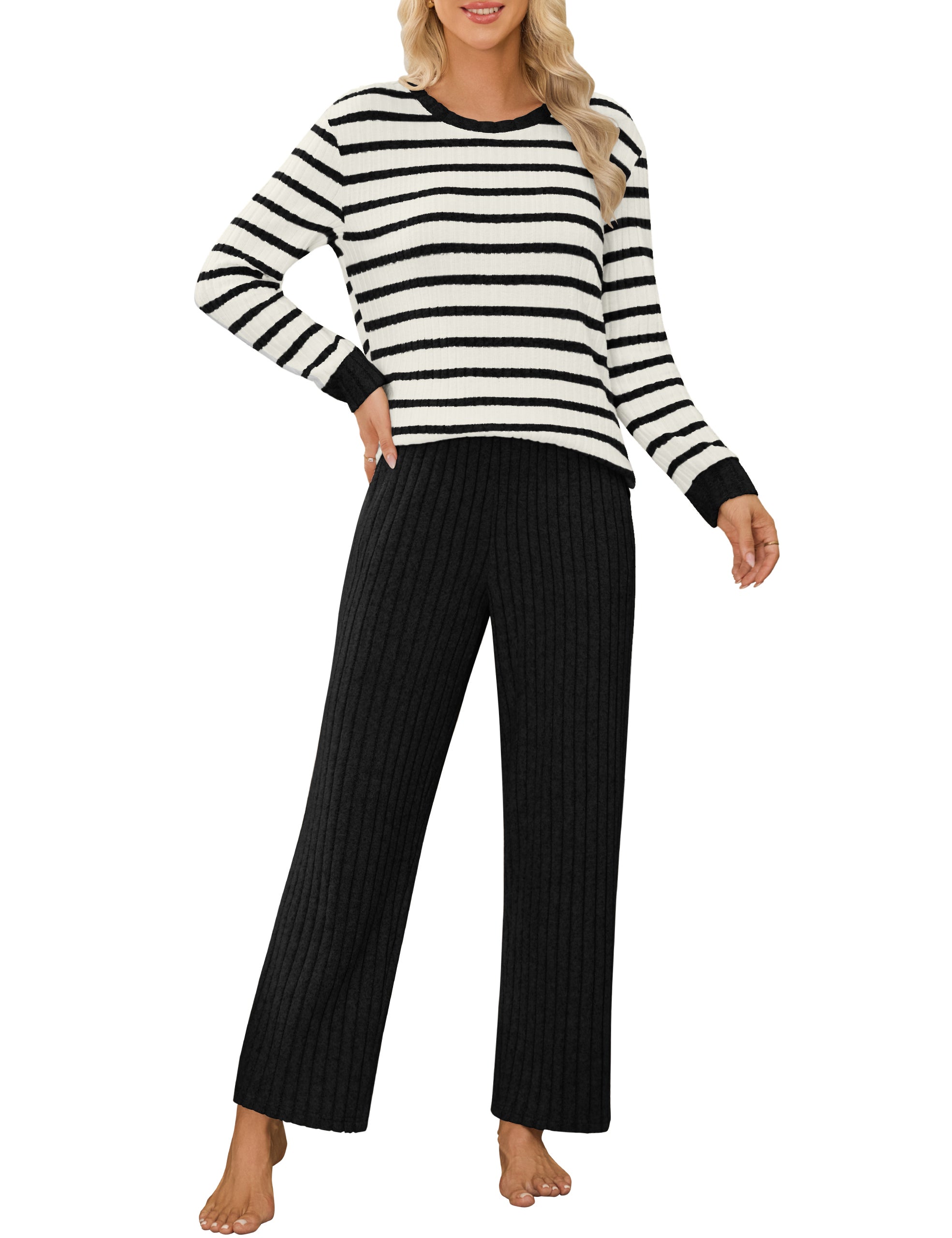 Pajama Sets Winter Comfy 2 Piece Lounge Sets with Pockets