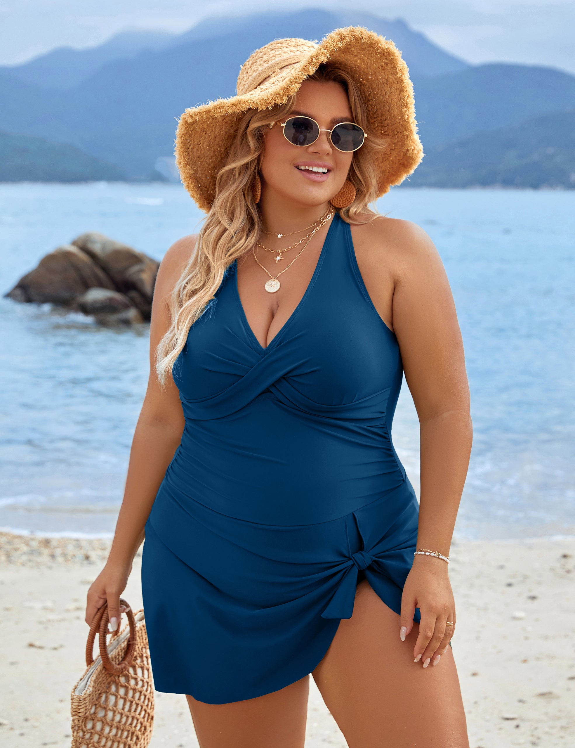Plus Size Swimsuit One Piece Tummy Control Modest Criss Cross Swim Suits