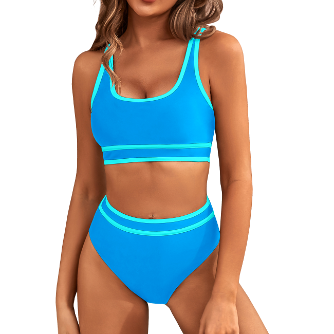 BMJL Bikini Sets Sporty Swimsuit Color Block Cheeky High Cut