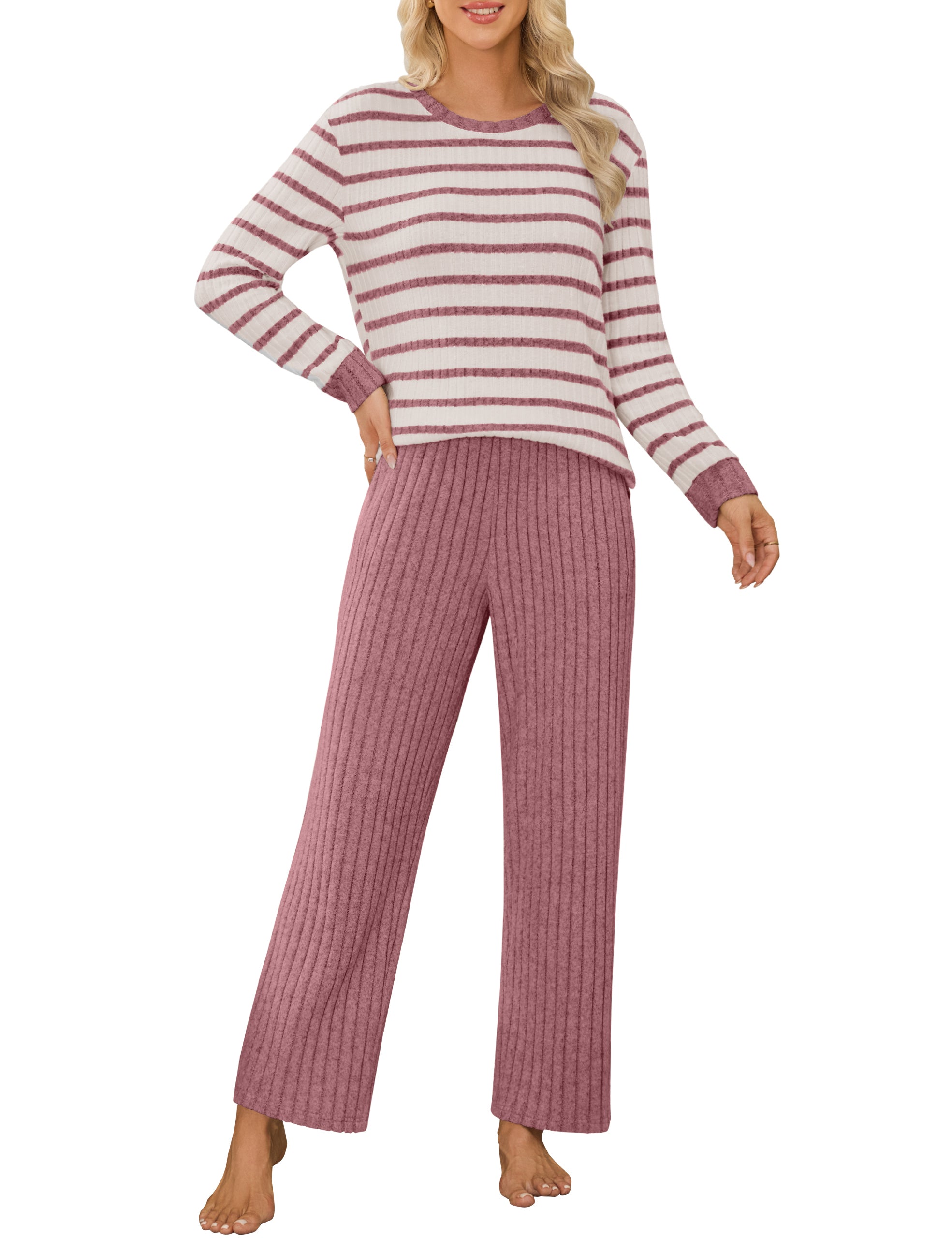 Pajama Sets Winter Comfy 2 Piece Lounge Sets with Pockets