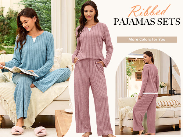 Pajamas Sets Color Block Matching Set Fall Pjs