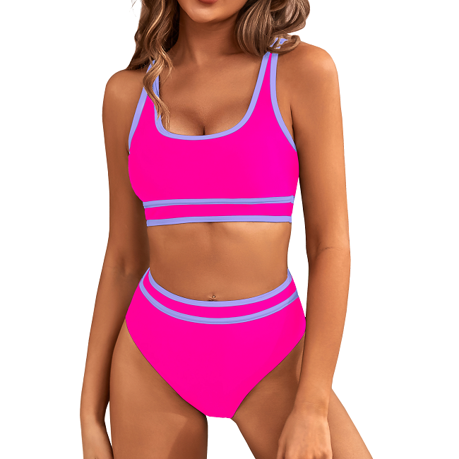 BMJL Bikini Sets Sporty Swimsuit Color Block Cheeky High Cut