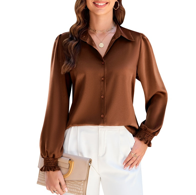 Business Outfits Button Down Long Sleeved Blouse