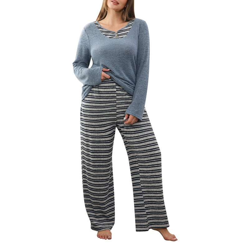 Plus Size Pajama Sets Button Down Lounge Sets V Neck