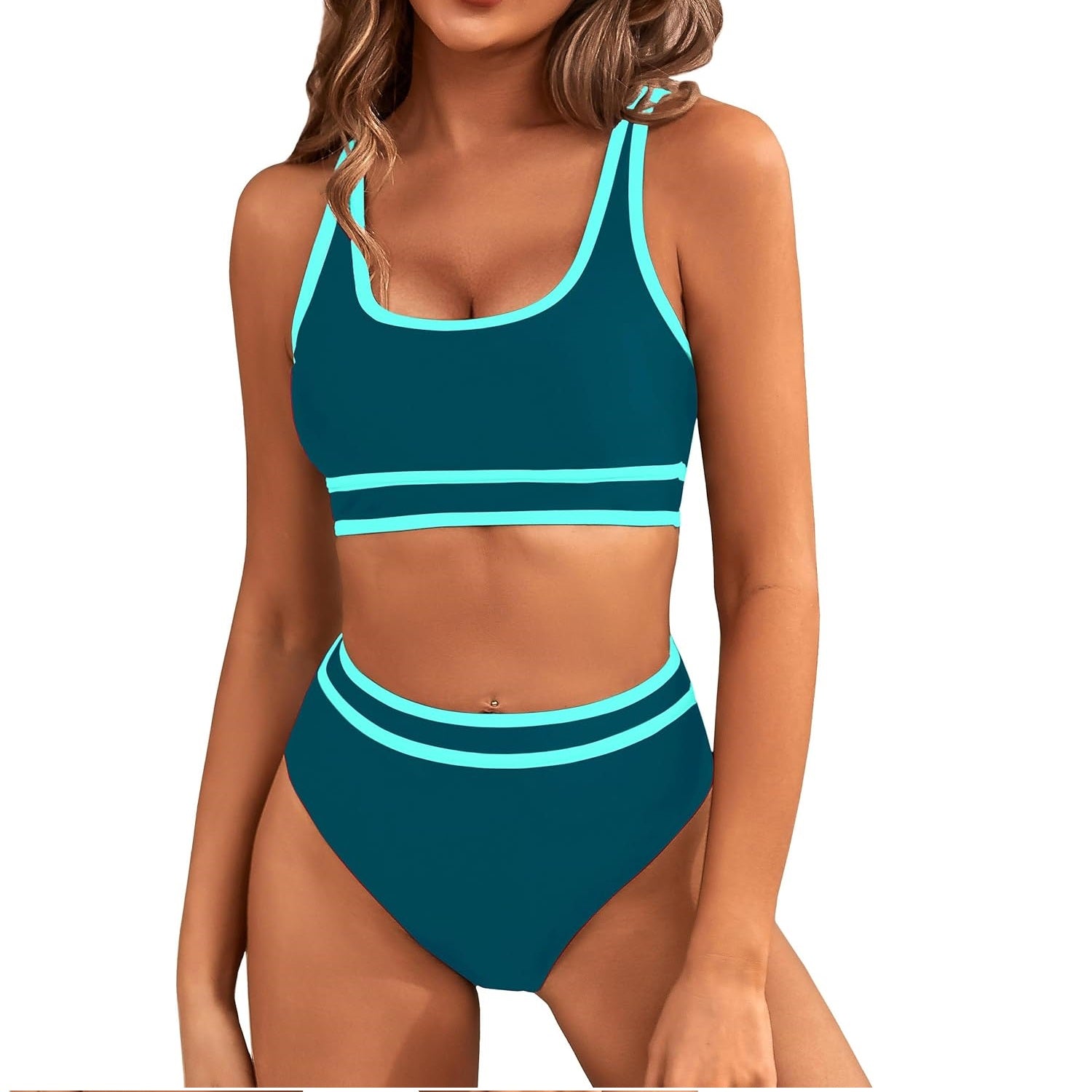 BMJL Bikini Sets Sporty Swimsuit Color Block Cheeky High Cut