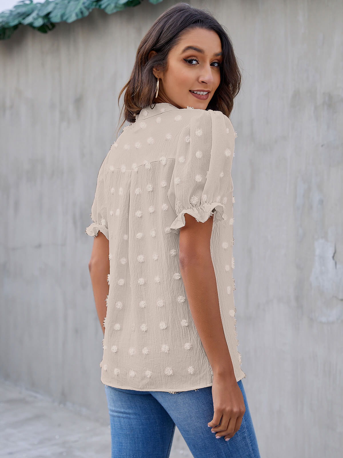 Cute Short Puff Sleeve Chiffon Blouse