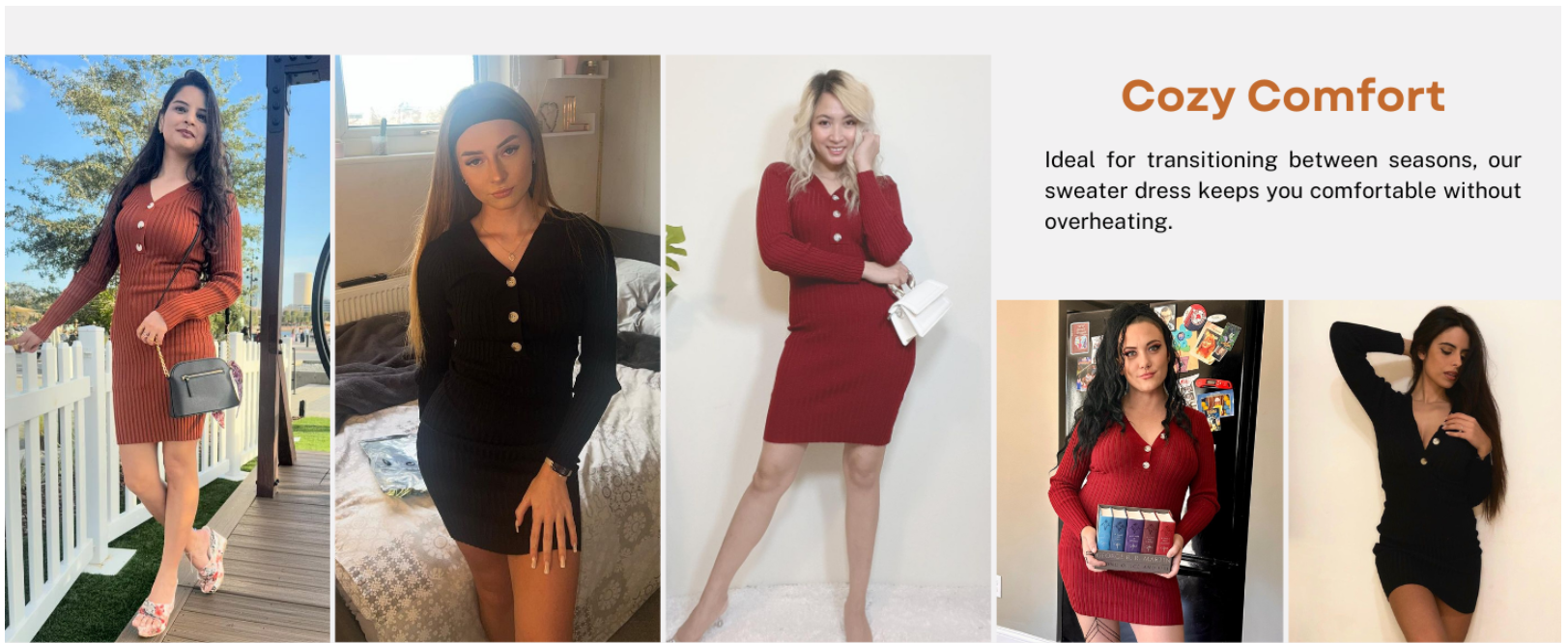 Long Sleeve Sweater Dress Sexy V Neck Bodycon Mini Fall Dresses