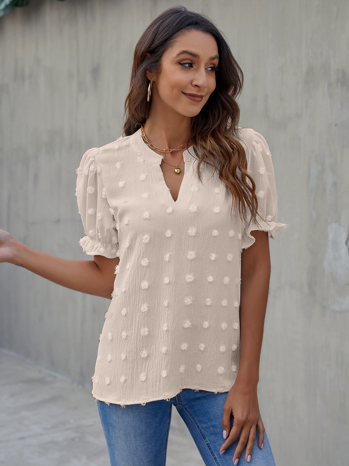 Cute Short Puff Sleeve Chiffon Blouse