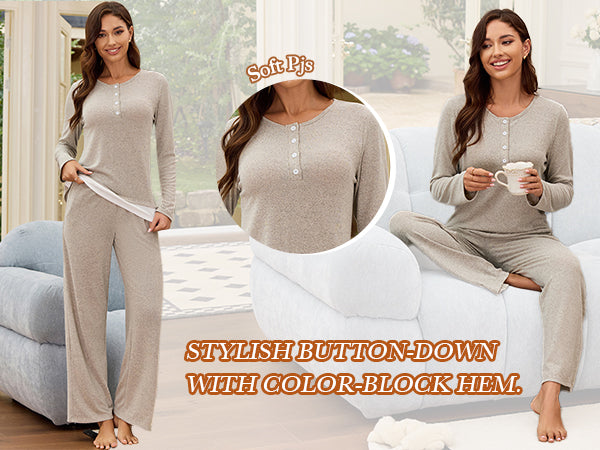 Pajama Sets Button Up Fall Lounge Sets