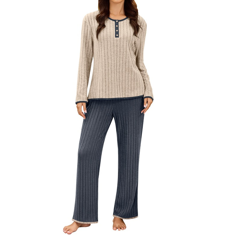 Pajama Sets Color Block Matching Set Sleepwear PJ Set