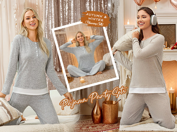 Pajama Sets Button Up Fall Lounge Sets