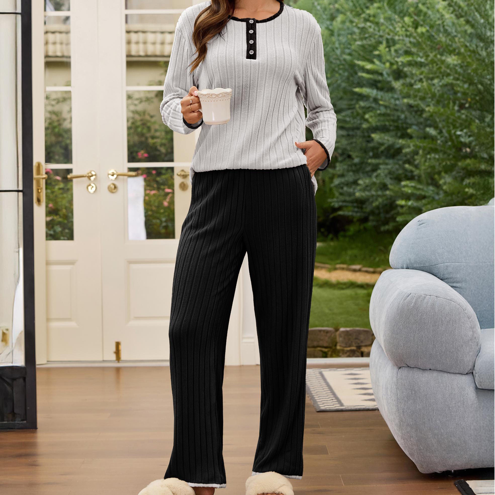 Pajama Sets Color Block Matching Set Sleepwear PJ Set