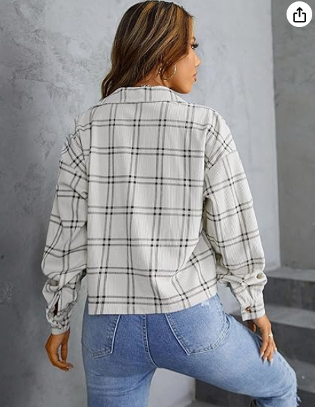 Corduroy Jackets Long Sleeve Shirts with Pockets