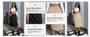 Drawstring Midi Cargo Skirts Trendy Y2K