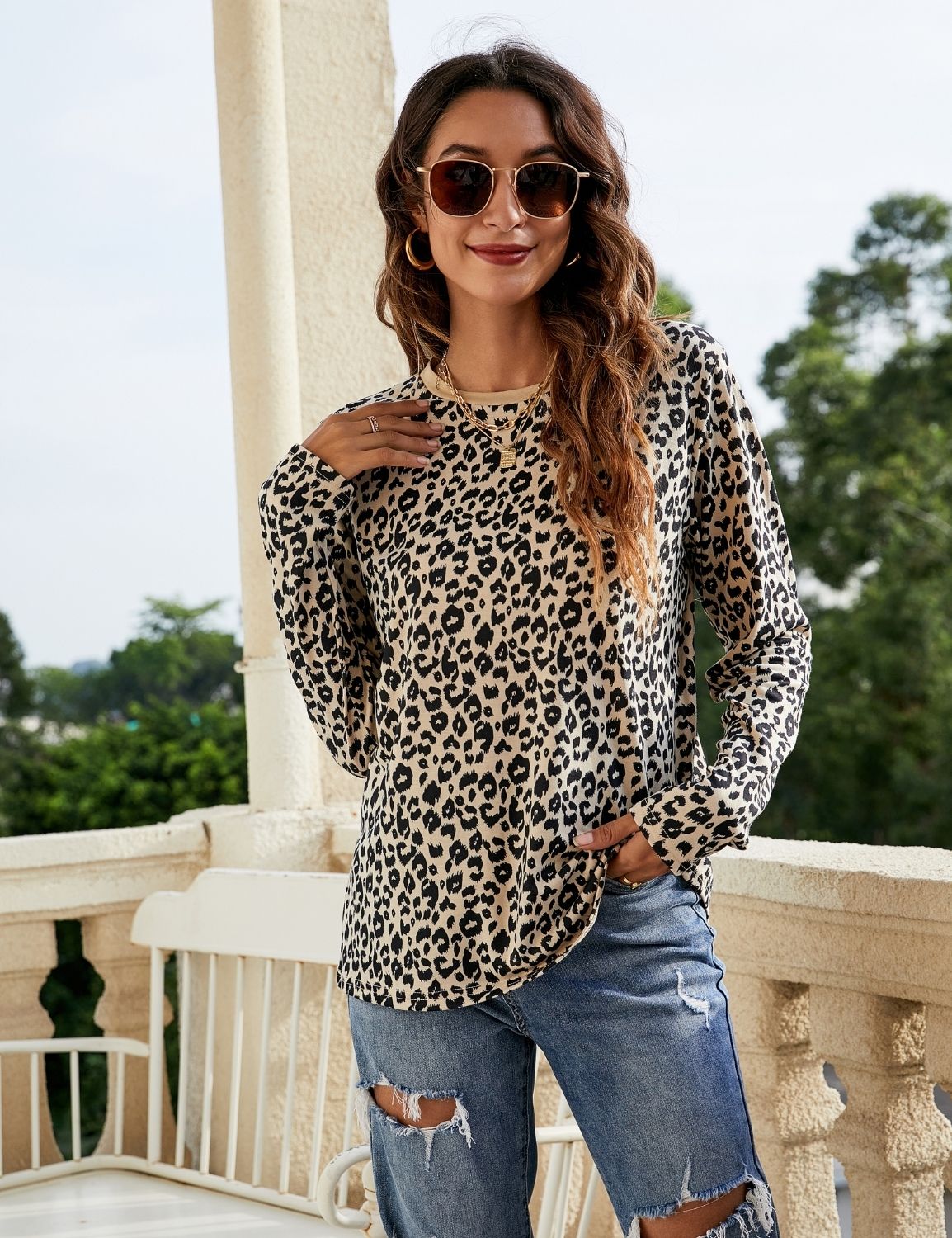 Blooming Jelly Tops Women's Cheetah Print Leopard Shirt