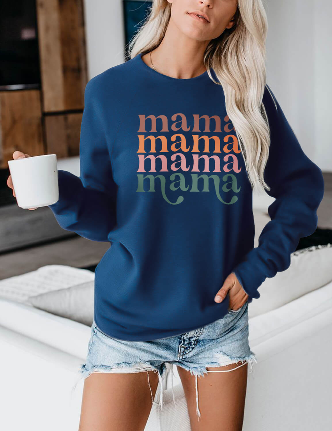 Crewneck Mama Print Sweatshirt