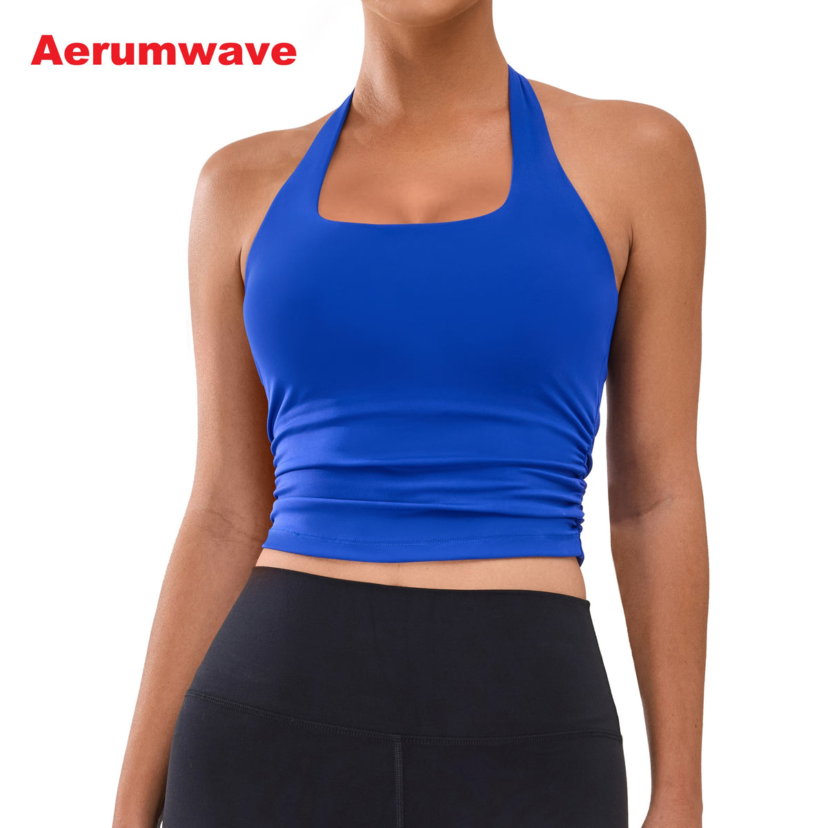 Aerumwave Womens Halter Top with Built in Bras Buttery Workout Athletic Tank Top