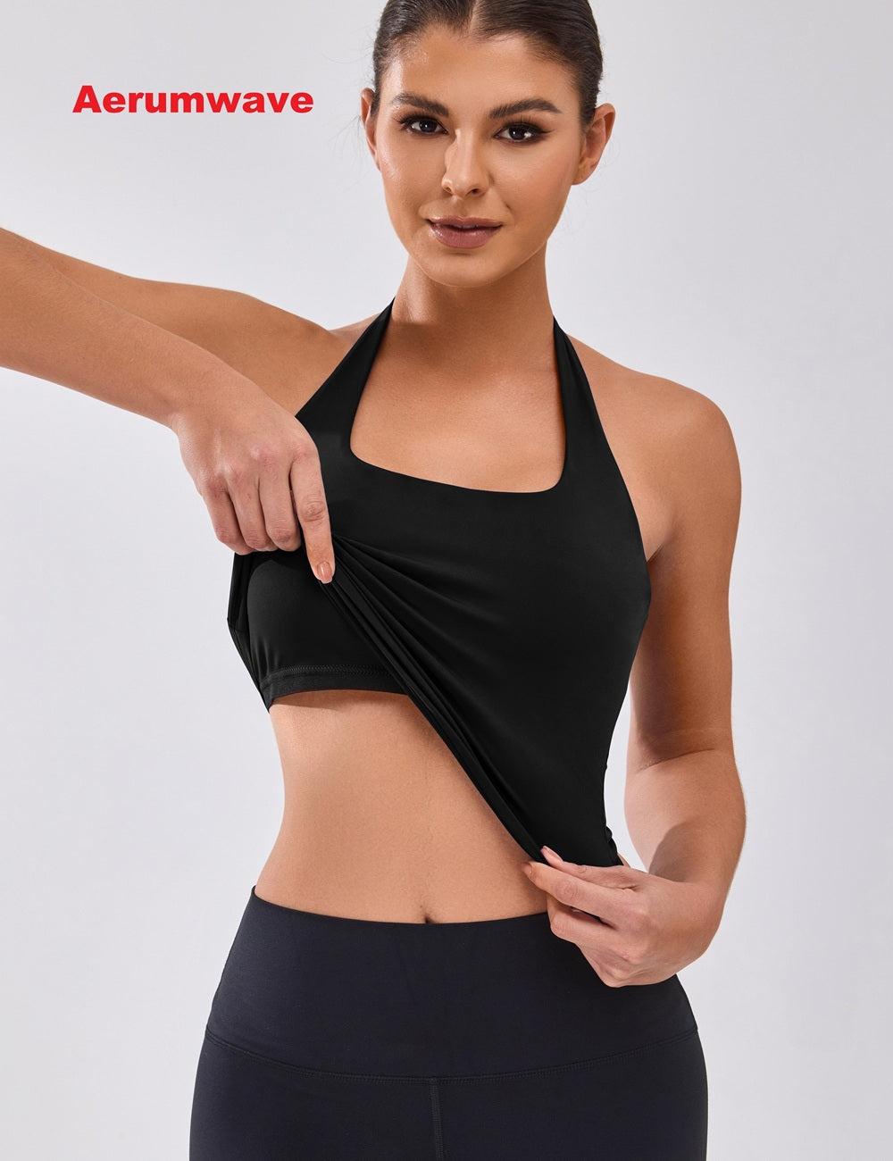 Aerumwave Womens Halter Top with Built in Bras Buttery Workout Athletic Tank Top