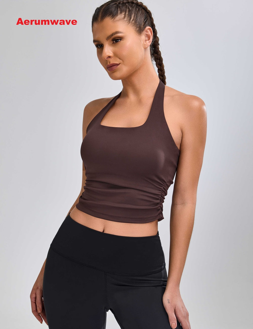 Aerumwave Womens Halter Top with Built in Bras Buttery Workout Athletic Tank Top