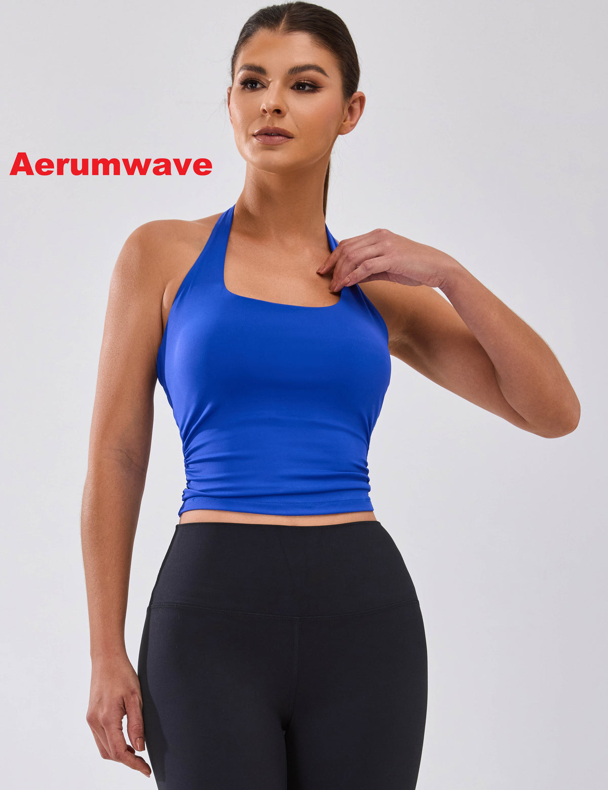 Aerumwave Womens Halter Top with Built in Bras Buttery Workout Athletic Tank Top
