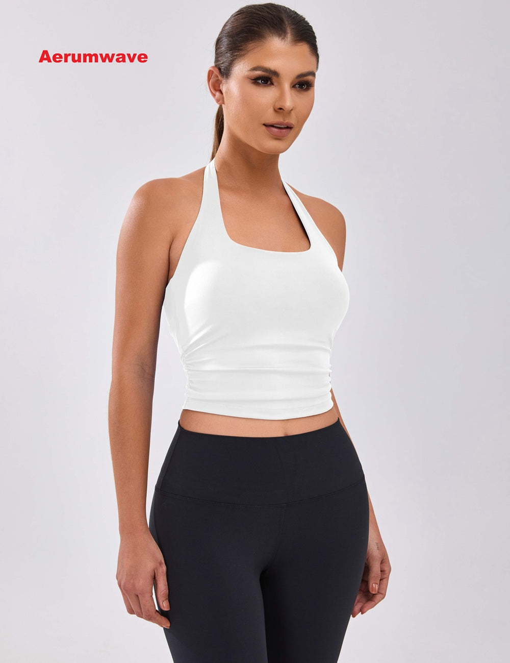 Aerumwave Womens Halter Top with Built in Bras Buttery Workout Athletic Tank Top