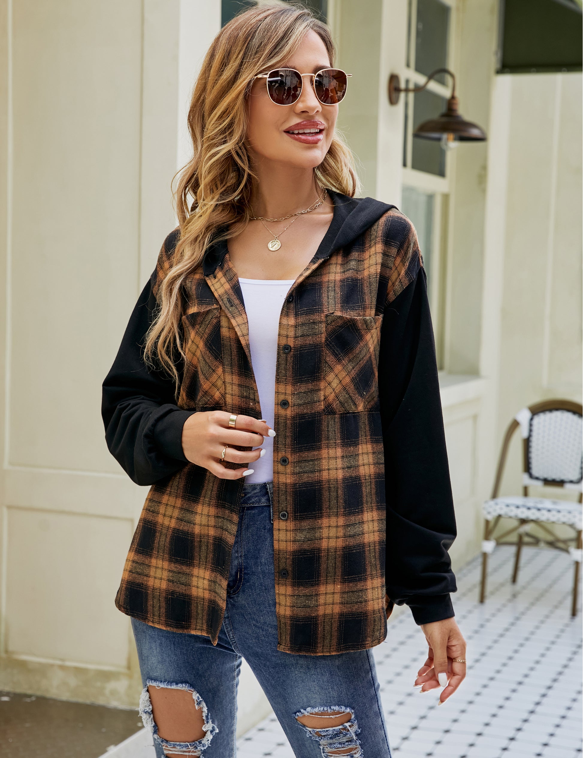 Blooming Jelly Womens Long Sleeve Shirts Flannel Plaid Tops 2023 Button  Down Casual Fall Outfits Shacket(Small, Orange Plaid) at  Women's  Clothing store