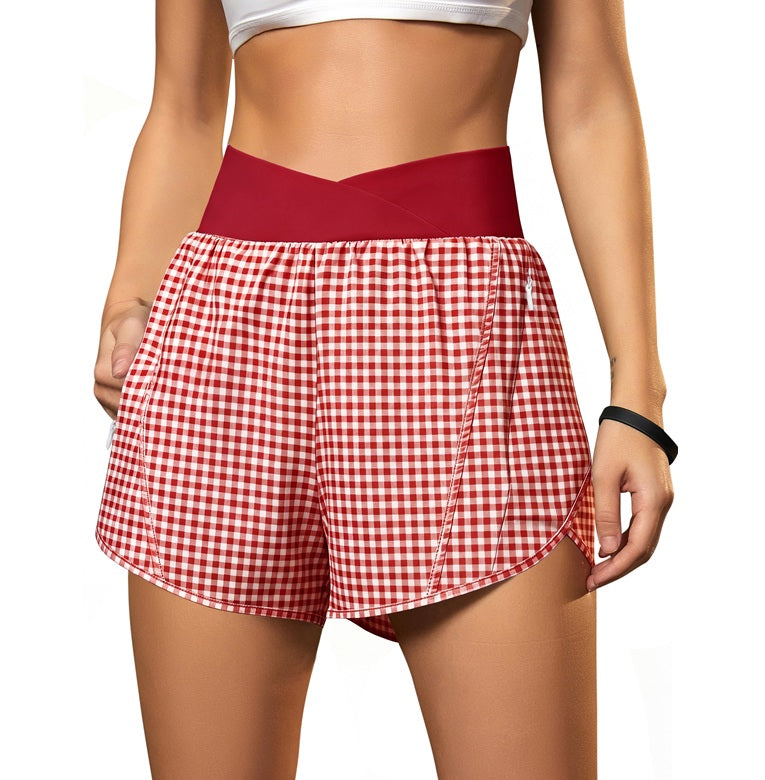 High Waisted Sports Shorts with Zipper Pockets