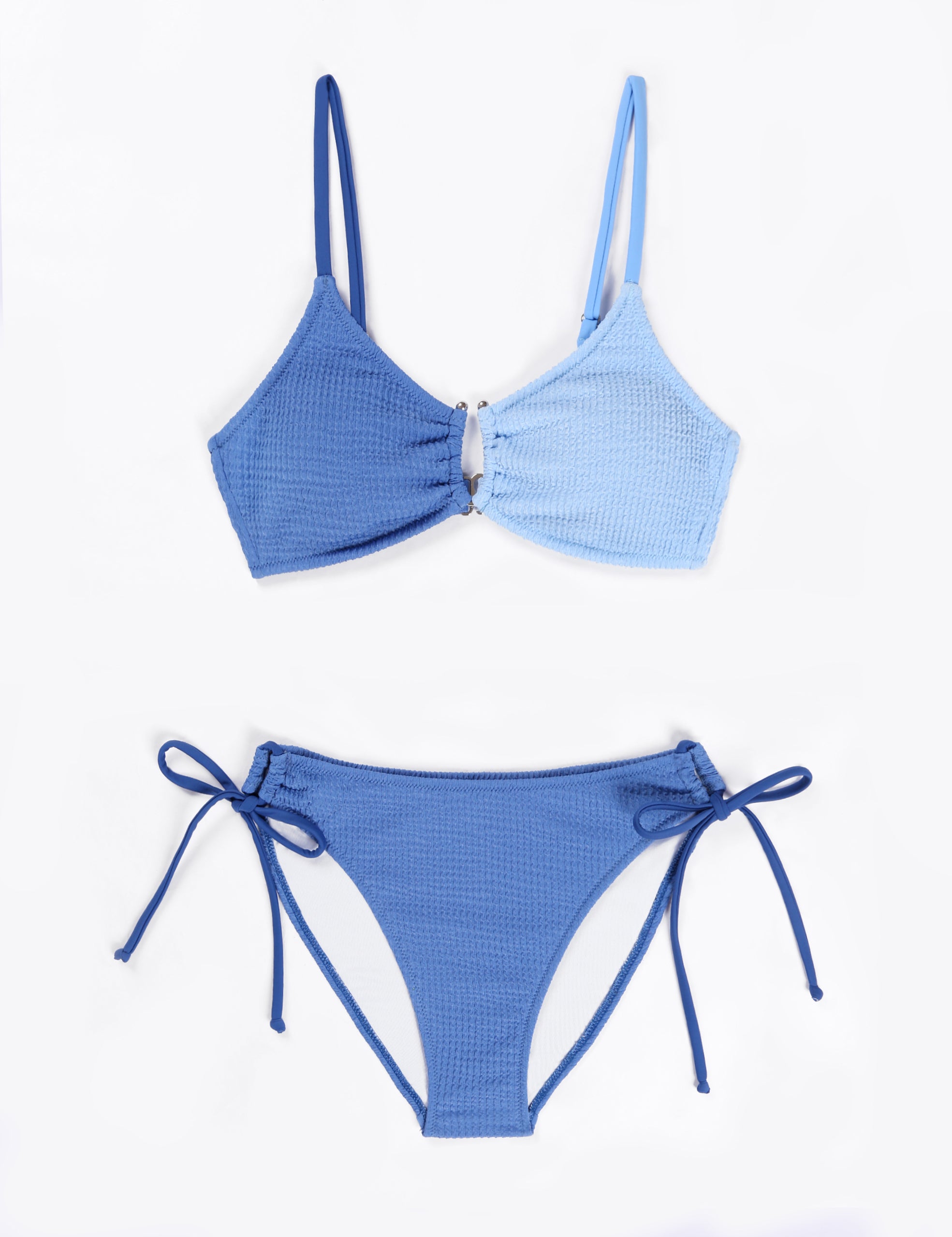 Womens Cheeky High Cut Color Block Textured U-Wire Sexy 2 Piece Bikini Sets