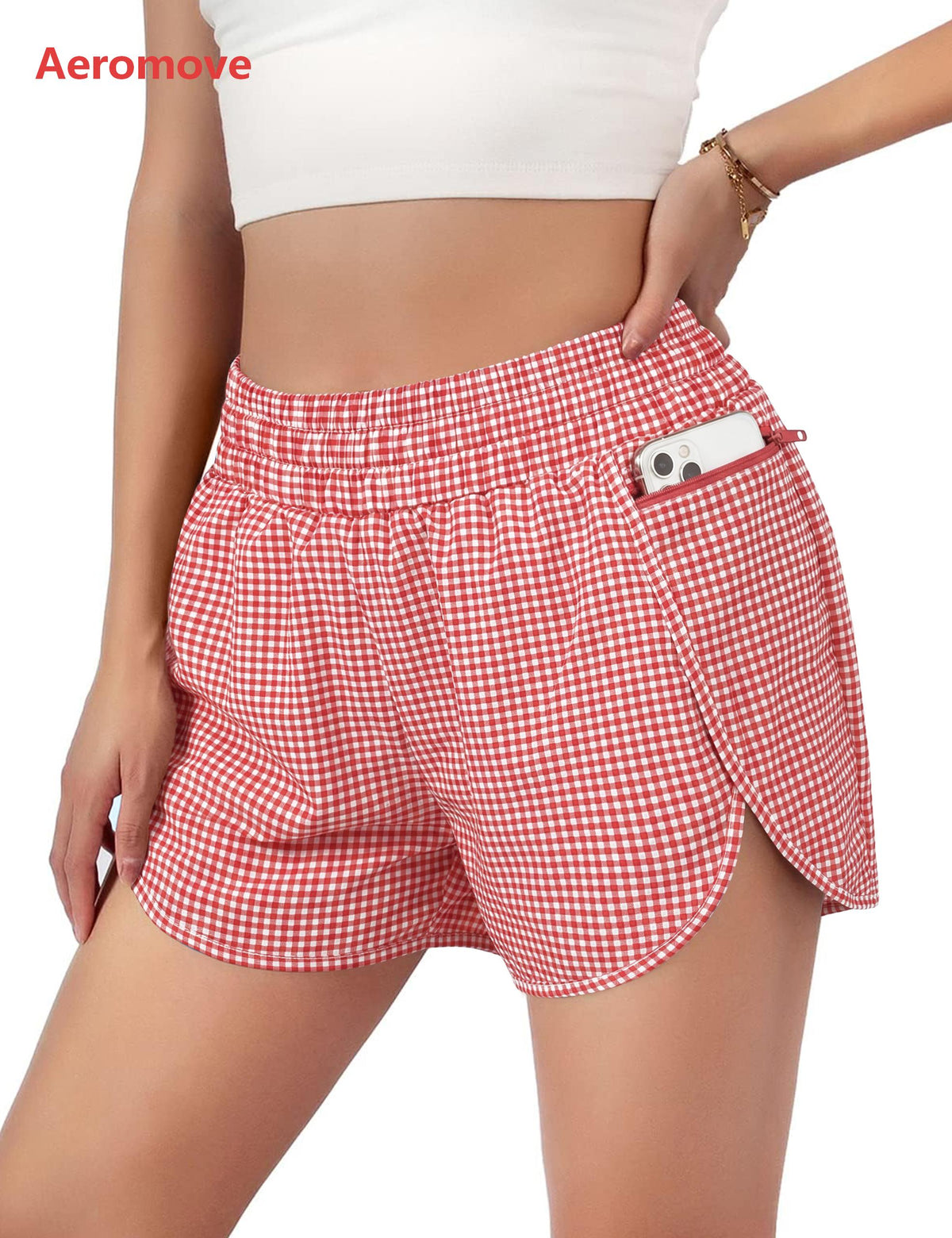 Aeromove Women's Quick-Dry Running Shorts Workout Sport Layer Active Shorts with Pockets 1.75"