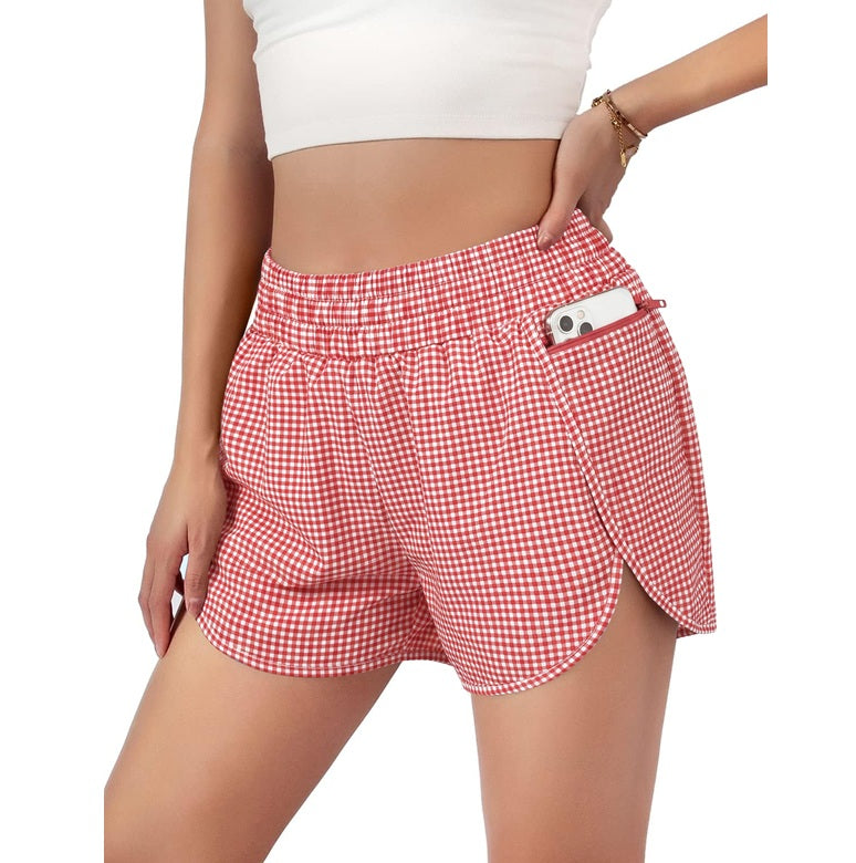 Women's Quick-Dry Running Shorts Workout Sport Layer Active Shorts with Pockets 1.75"