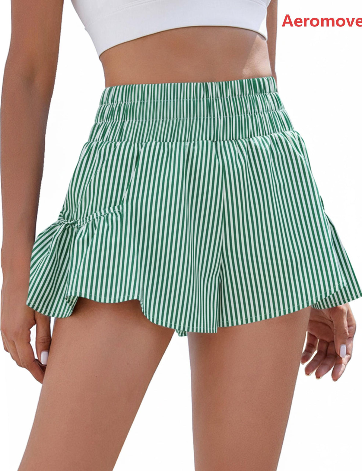 Aeromove Womens High Waisted Shorts Athletic Running Shorts Workout Gym Quick Dry Flowy Shorts with Pockets