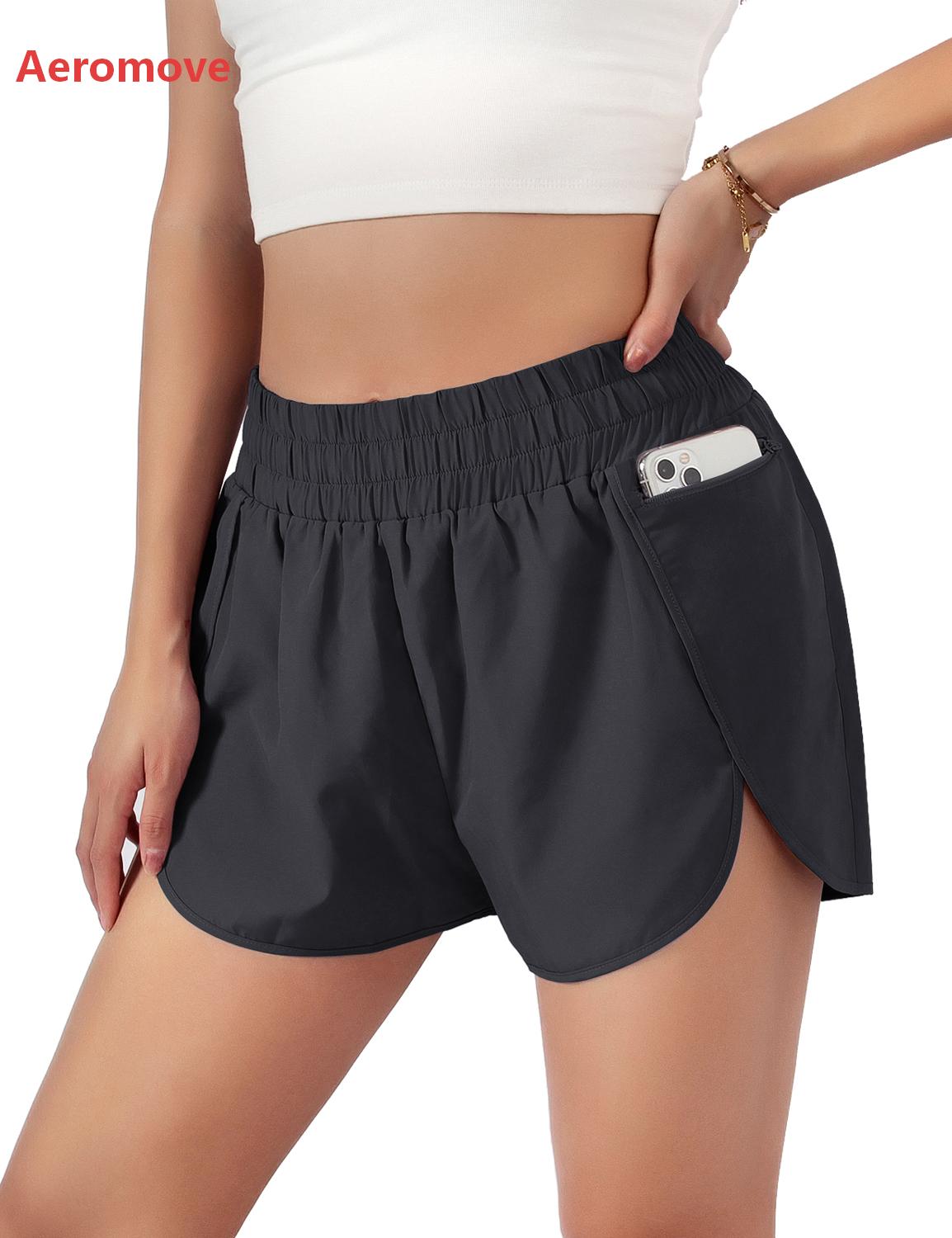 Aeromove Women's Quick-Dry Running Shorts Workout Sport Layer Active Shorts with Pockets 1.75"