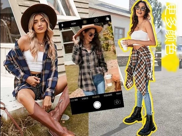 Flannel Shirts Plaid Shacket Long Sleeve Collared