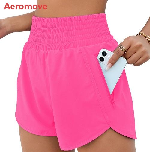 Aeromove 2.5" Inseam Athletic Shorts for Women Comfy High Waisted Short with Pocket