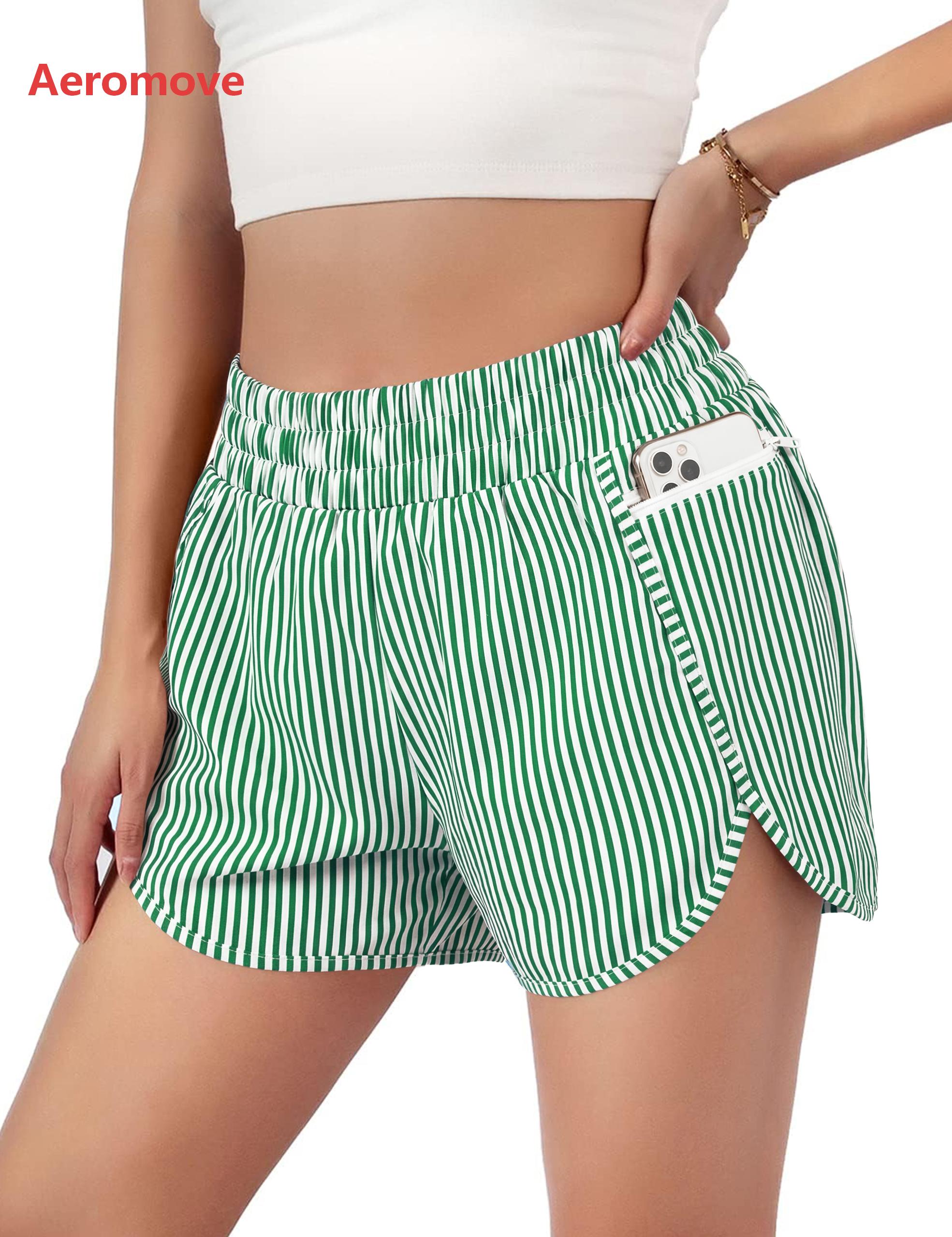 Aeromove Women's Quick-Dry Running Shorts Workout Sport Layer Active Shorts with Pockets 1.75"
