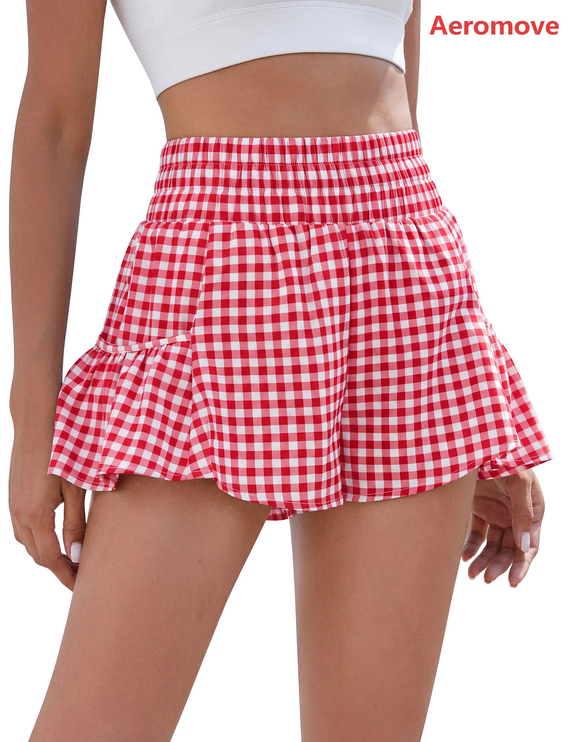 Aeromove Womens High Waisted Shorts Athletic Running Shorts Workout Gym Quick Dry Flowy Shorts with Pockets