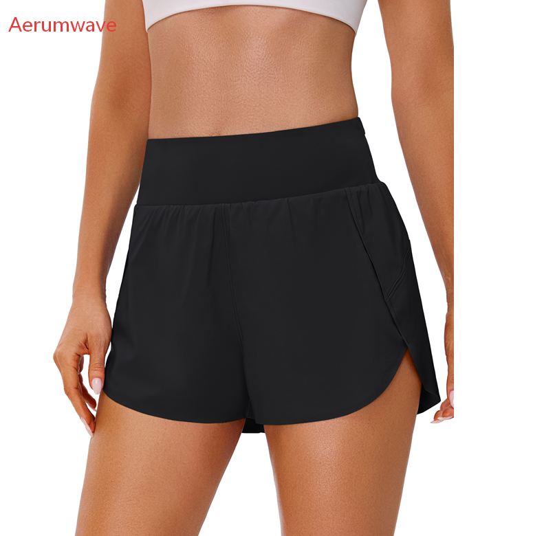 Women's Athletic Shorts High Waisted Running Shorts 2" rear zipper pocket quick-dry soft sweat-wicking fabric