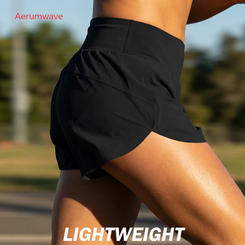 Women's Athletic Shorts High Waisted Running Shorts 2" rear zipper pocket quick-dry soft sweat-wicking fabric