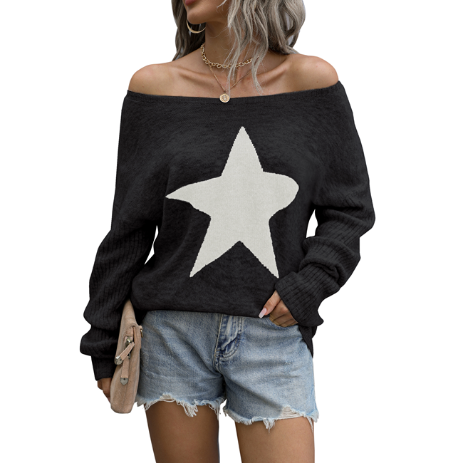 Off The Shoulder Sweaters Cute Fall Tunic Tops Knitted Pullover