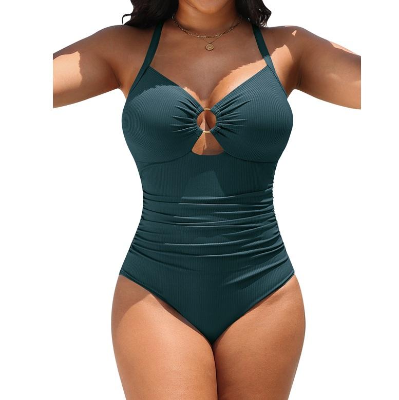 Blooming Jelly Womens Modest Swimsuits Tummy Control Slimming Bathing Suit 1 Piece Long Torso Swimwear