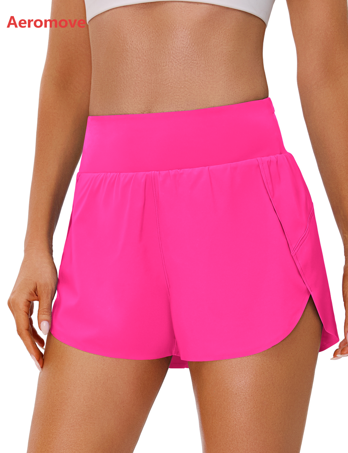 Aeromove Women's Athletic Shorts High Waisted Running Shorts 2" rear zipper pocket quick-dry soft sweat-wicking fabric