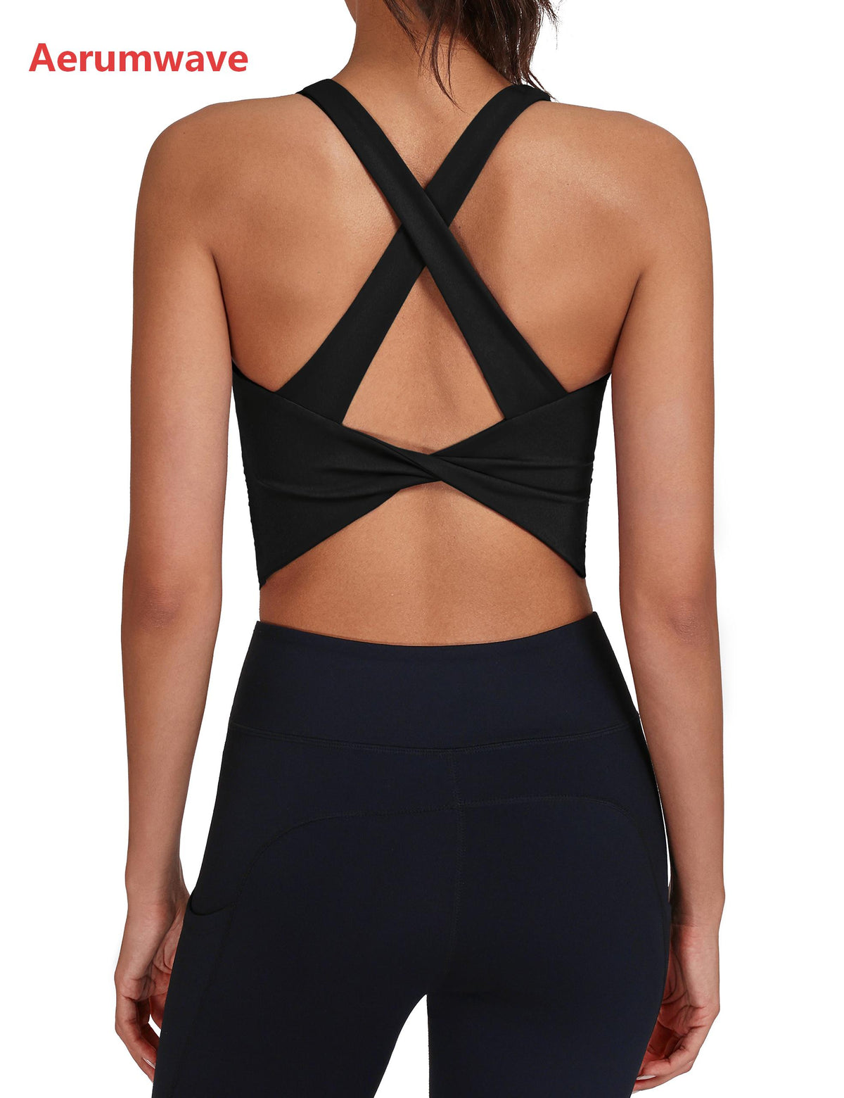 Aerumwave Built in Bra Tank Tops Open Back Athletic Yoga Workout Tanks