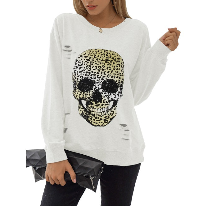 Halloween Sweatshirts Skull Graphic Long Sleeve Pullover Tops