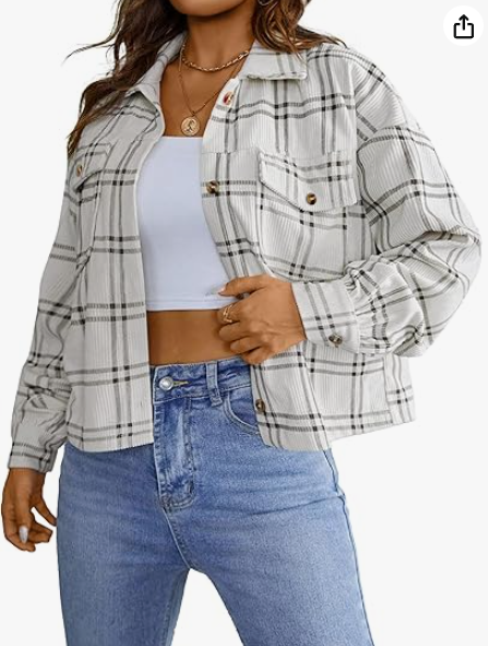 Corduroy Jackets Long Sleeve Shirts with Pockets