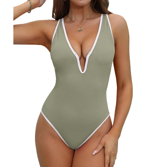 Deep V-Neck  Tummy Control One Piece Bathing Suits