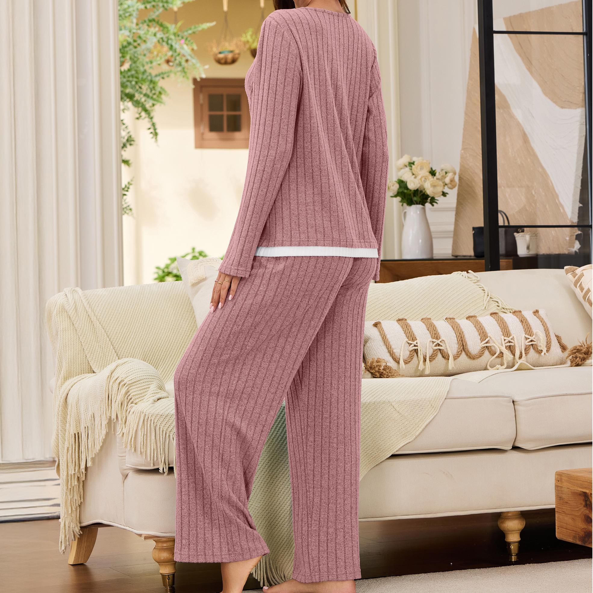 Pajamas Sets Color Block Matching Set Fall Pjs